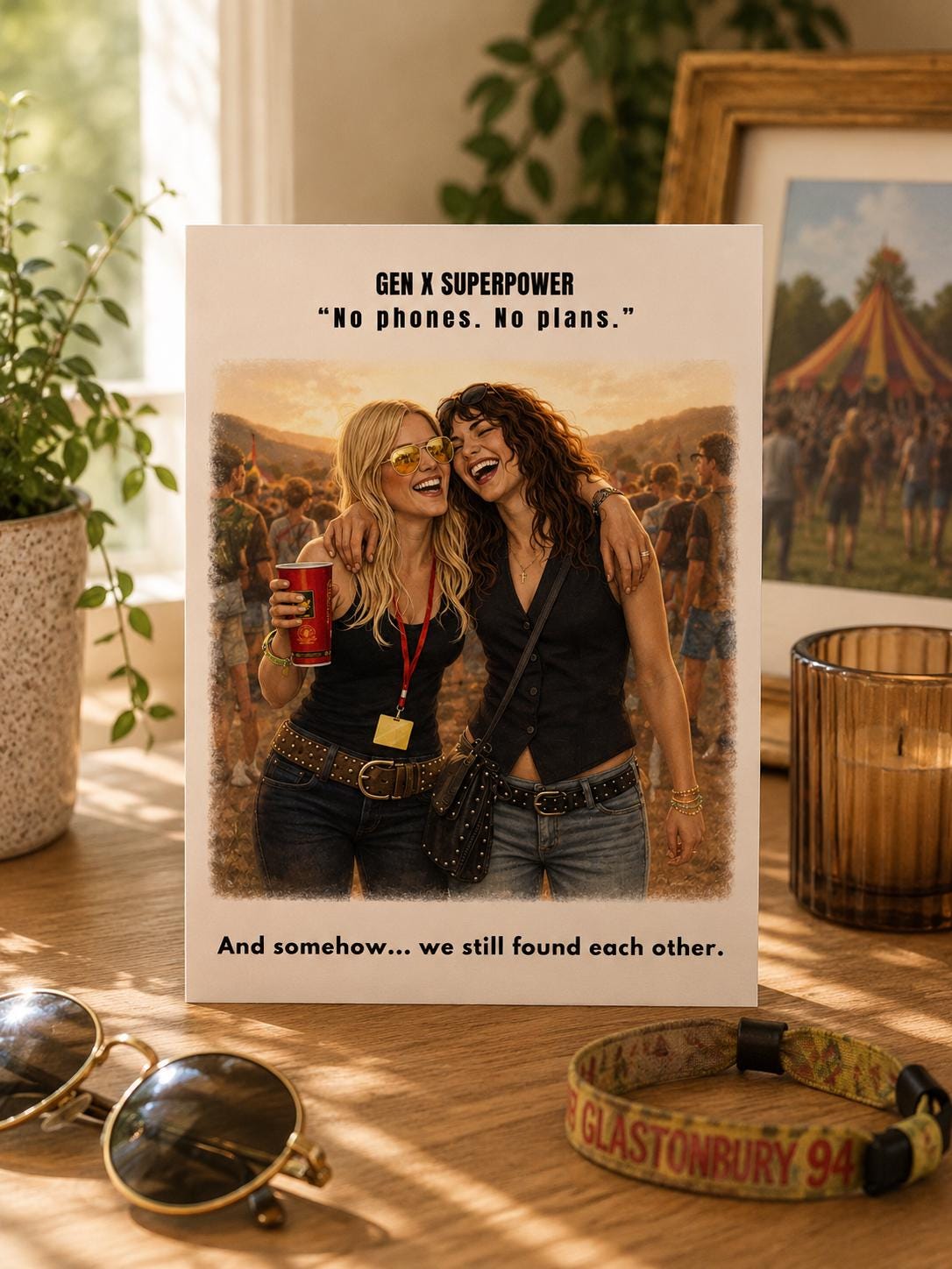 Gen X Superpower Card: No Phones, Plans Nostalgia Greeting Card
