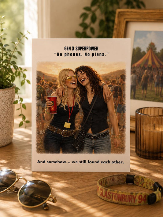 Gen X Superpower Card: No Phones, Plans Nostalgia Greeting Card