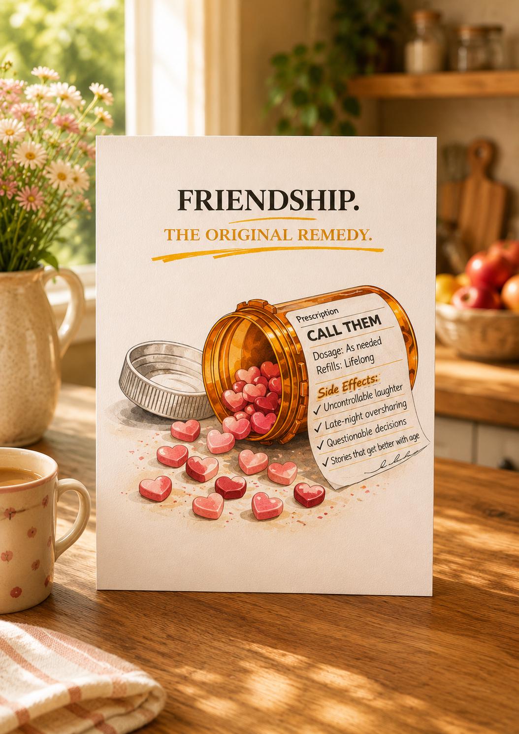 Friendship Card: The Original Remedy, Humorous Prescription for Friends