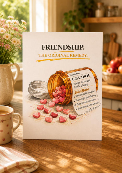 Friendship Card: The Original Remedy, Humorous Prescription for Friends