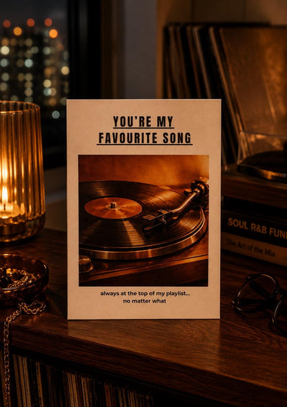 Romantic Vinyl Record Card: Funk & Soul Music Love Greeting (A5 Size)