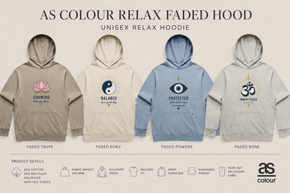Protected From Bad Vibes Hoodie, Evil Eye Hoodie, Spiritual Hoodie, AS Colour Relax Faded Hood, Wellness Hoodie, Minimalist Hoodie