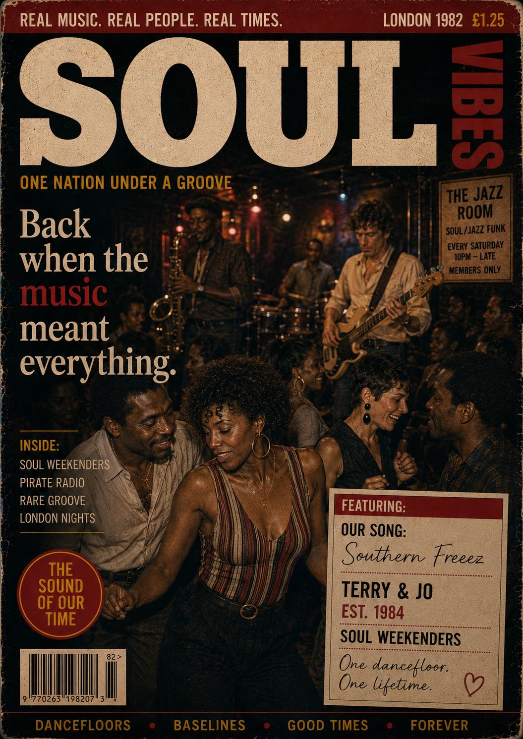 Personalised Soul Music Card, for any occasion, Our Song Jazz Funk Card, Retro Music Birthday Card