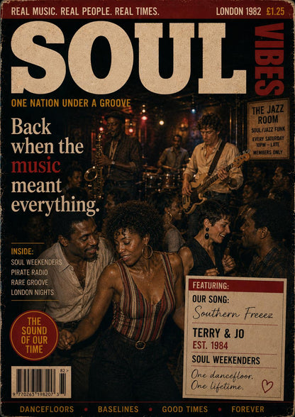 Personalised Soul Music Card, for any occasion, Our Song Jazz Funk Card, Retro Music Birthday Card