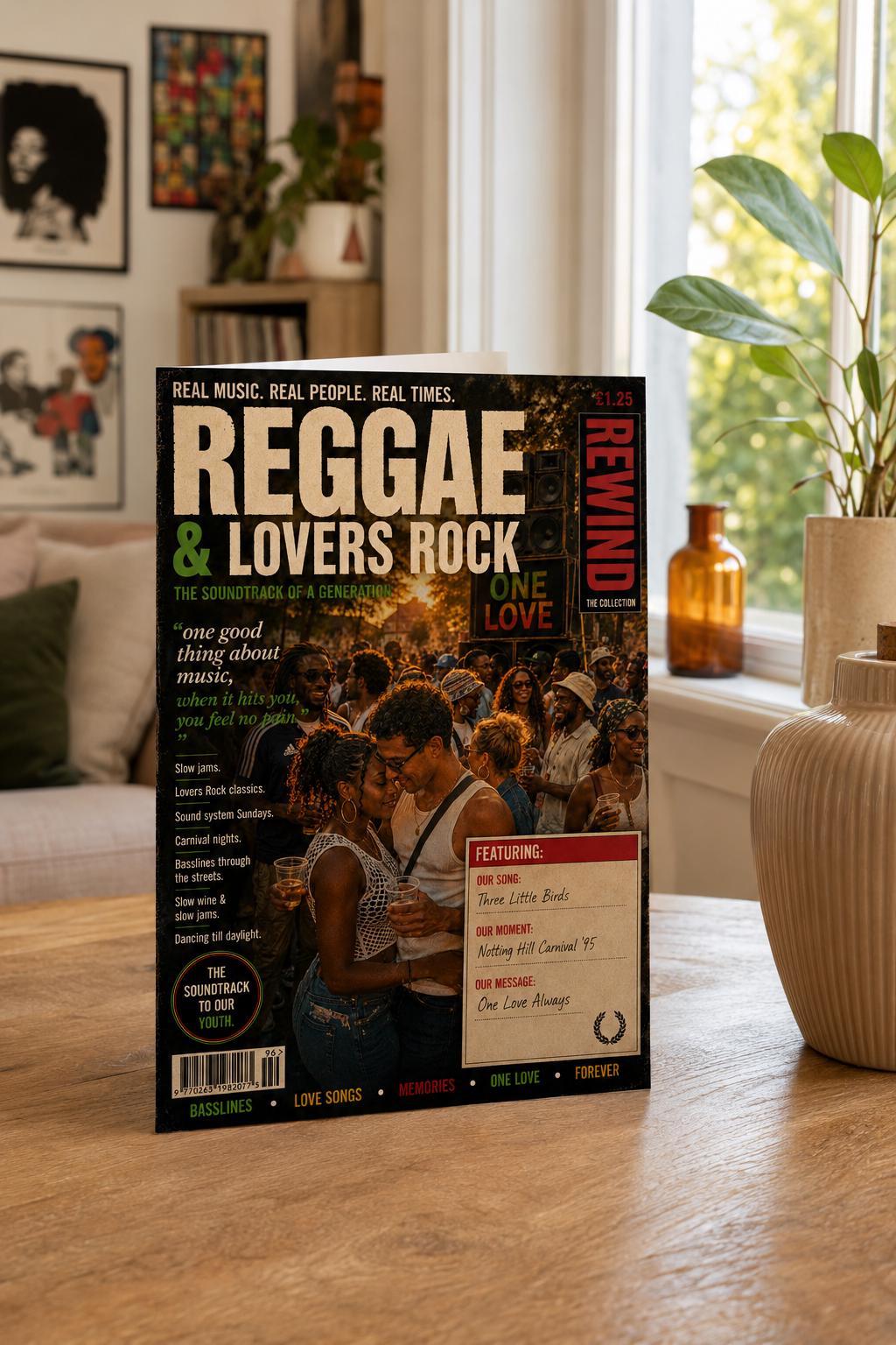 Personalised Reggae Card, Lovers Rock Anniversary Card, Music Lovers Birthday Gift, Our Song Card