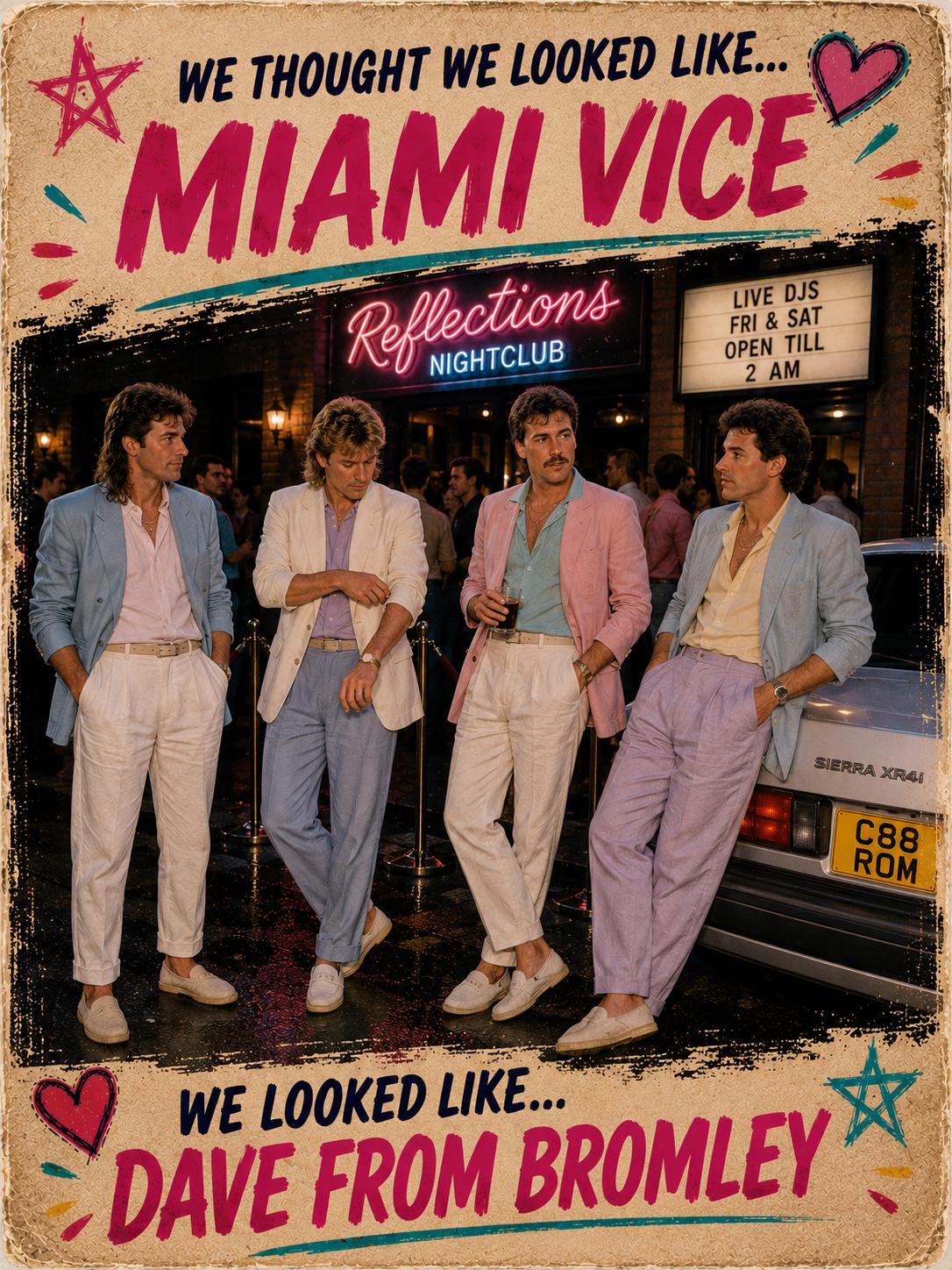 Funny Miami Vice Greeting Card, Gen X Nostalgia, 80s Birthday Card, Funny Mens Birthday Card, Retro Nightclub Card, Miami Vice Generation