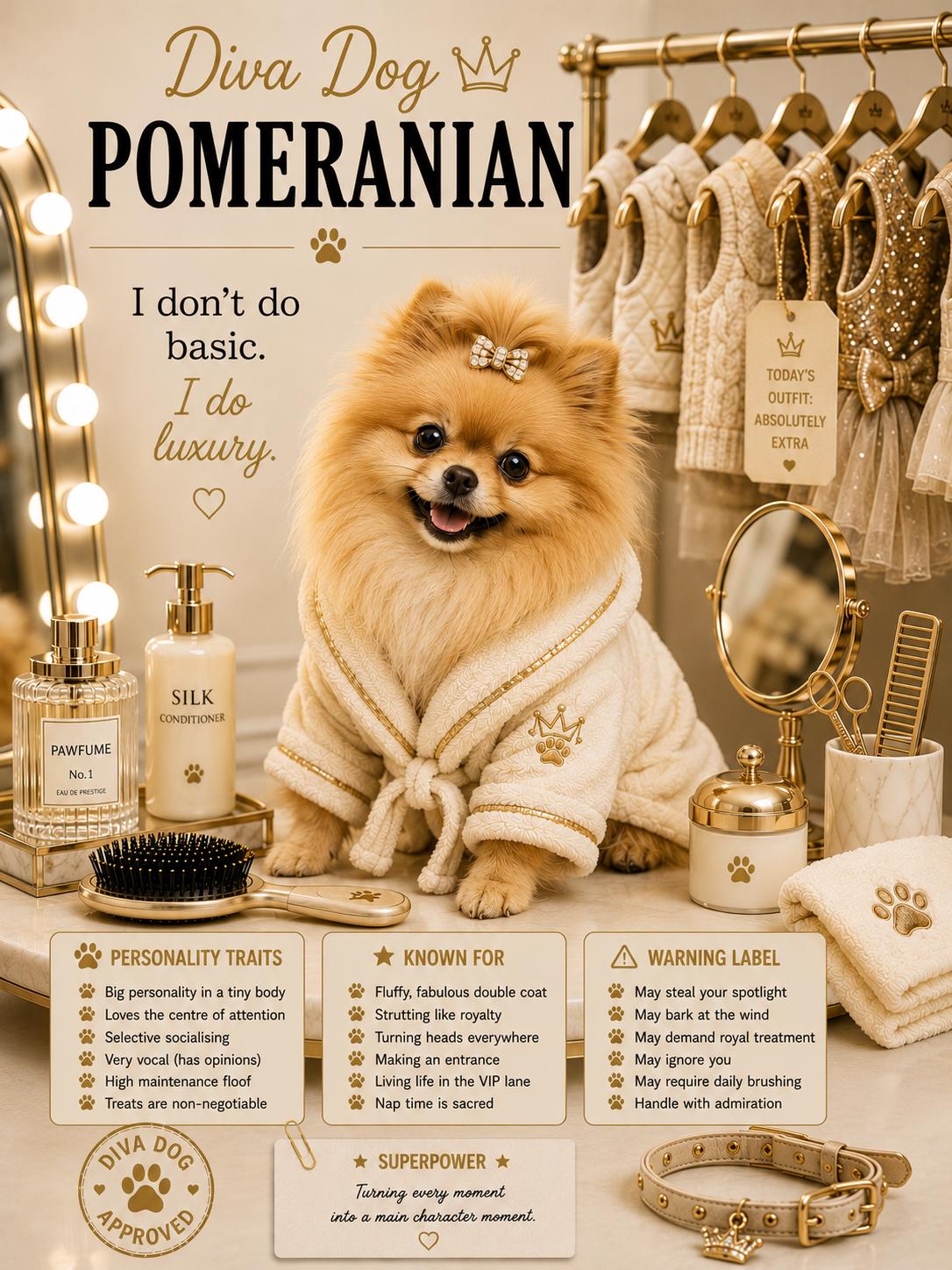 Personalised Diva Dog Card, Chihuahua, French Bulldog, Shih Tzu, Yorkie, Pomeranian, Dog Mum Birthday Card
