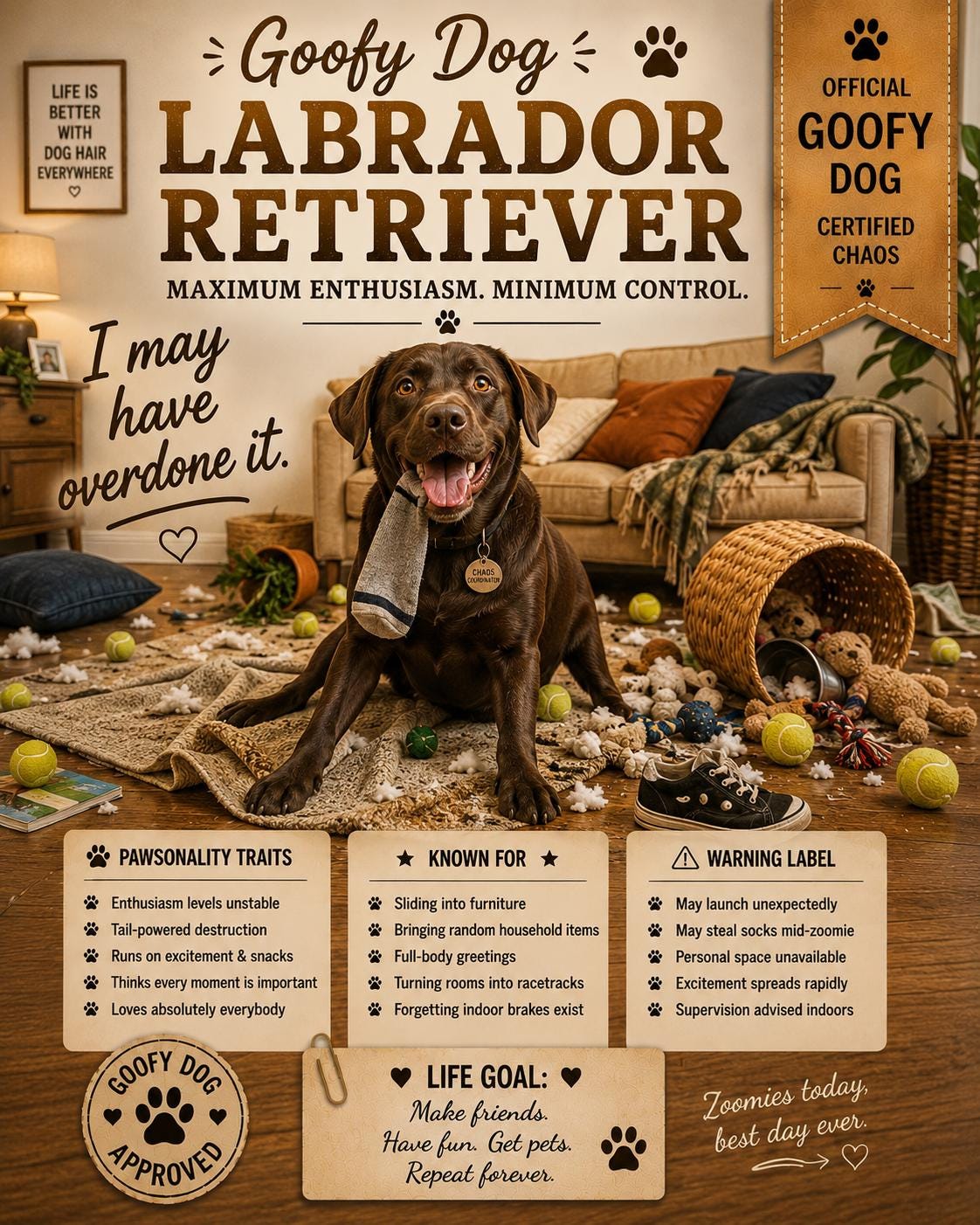 Personalised Goofy Dog Card, Snack-Time Collection, Chaos Dog Gift, Boxer, Golden Retriever, Labrador, English Bulldog, Spaniel