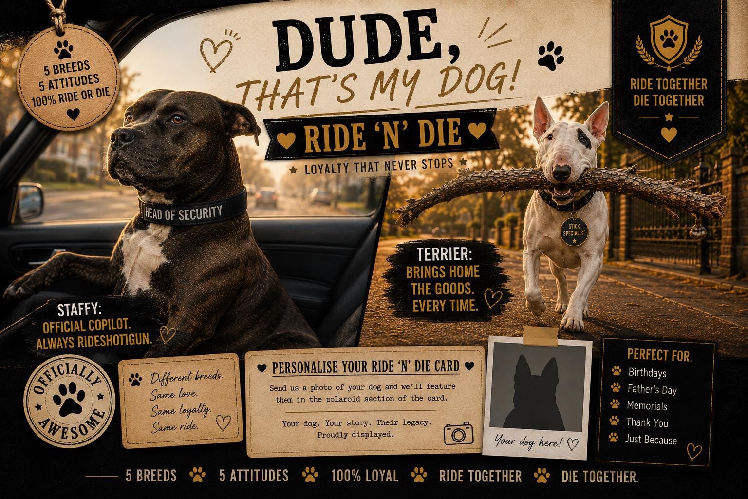 Personalised Boss Dog Card, Dude That’s My Dog, Rottweiler, German Shepherd, Doberman, Staffy, Bull