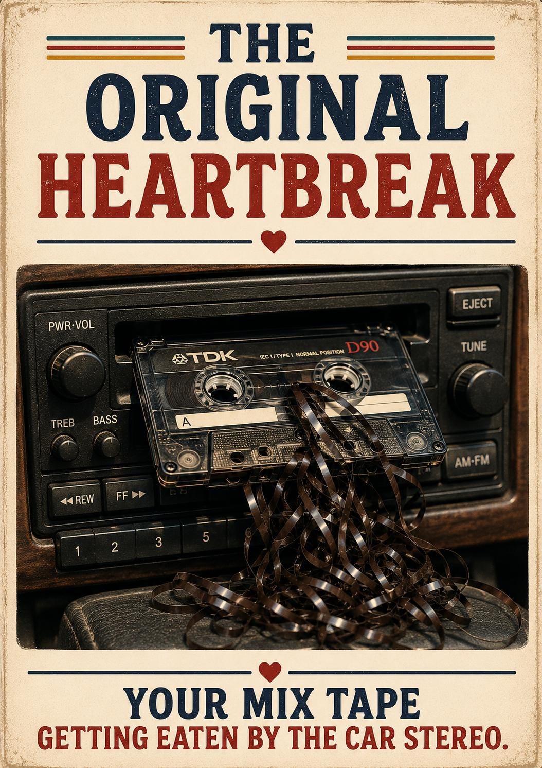 Funny Mix Tape Card | Original Heartbreak Card, Gen X Nostalgia Card, 80s Birthday Card, Cassette Tape Humour