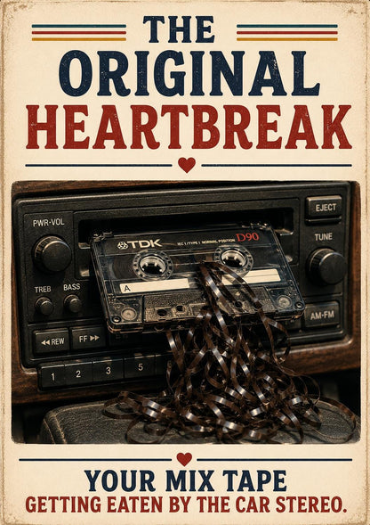 Funny Mix Tape Card | Original Heartbreak Card, Gen X Nostalgia Card, 80s Birthday Card, Cassette Tape Humour