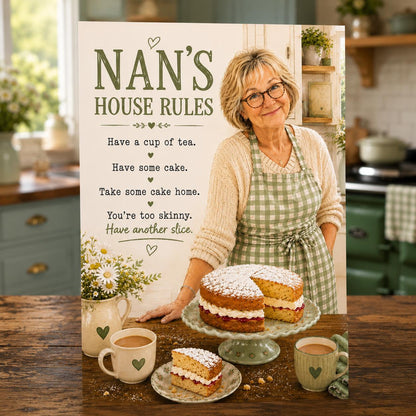 Nan's House Rules Card, Funny Nan Birthday Card, Grandma Card, Nanny Gift, Tea & Cake Greeting Card, Family Card for Nan