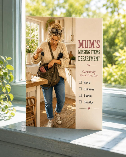 Mum's Missing Items Department Card, Funny Mum Birthday Card, Gen X Mum Humour, Mothers Day Card, Forgetful Mum Gift
