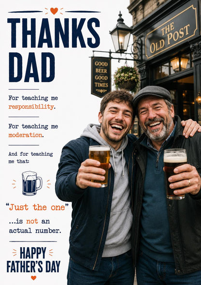 Thanks Dad Collection | Personalised Dad Card | Upload Your Photo | Fishing, Football, Golf, Rugby & Pub Designs