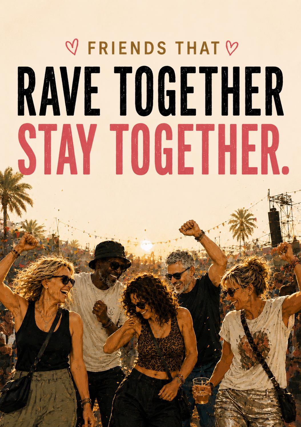 Friends That Rave Together Stay Together Card, Gen X Friendship Card, Rave Friend Birthday Card, Festival Friend Gift | 90s Nostalgia