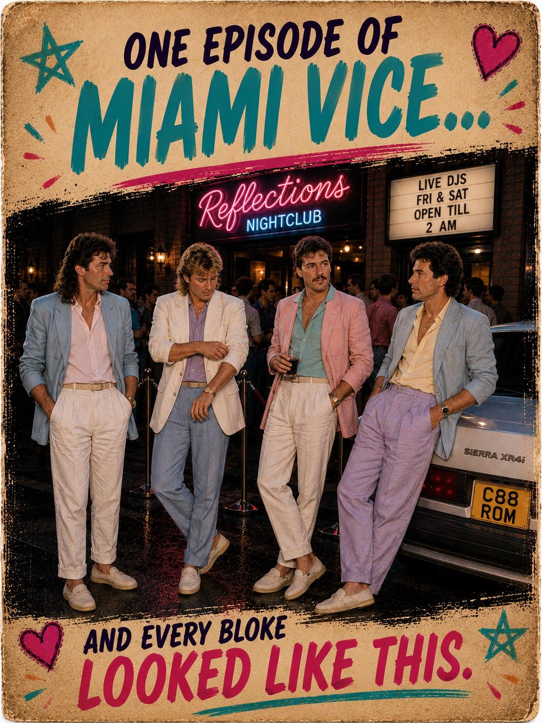 Funny Miami Vice Greeting Card, Gen X Nostalgia, 80s Birthday Card, Funny Mens Birthday Card, Retro Nightclub Card, Miami Vice Generation