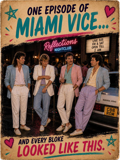 Funny Miami Vice Greeting Card, Gen X Nostalgia, 80s Birthday Card, Funny Mens Birthday Card, Retro Nightclub Card, Miami Vice Generation