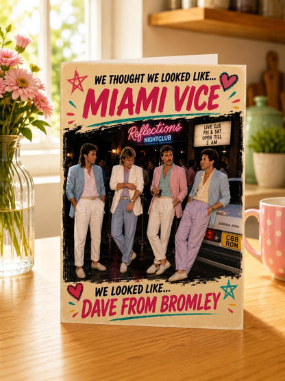 Funny Miami Vice Greeting Card, Gen X Nostalgia, 80s Birthday Card, Funny Mens Birthday Card, Retro Nightclub Card, Miami Vice Generation