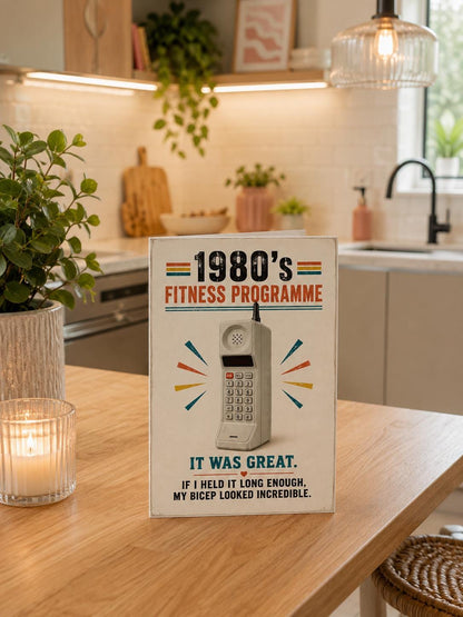 1980s Fitness Programme Card, Funny Gen X Nostalgia Card, Retro Mobile Phone Card, Funny Birthday Card For Him Or Her