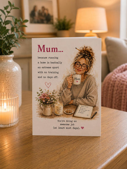 Mum Card, Because Running A Home Is Basically An Extreme Sport, Mum Birthday Card, Card For Mum, Appreciation Card