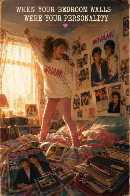 Bedroom Walls | Personalised Music Fan Card, 80s & 90s Teen Bedroom Memories, The Cure Wham Madonna Bros Take That Duran Duran