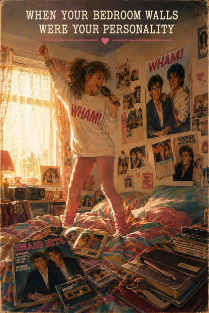 Bedroom Walls | Personalised Music Fan Card, 80s & 90s Teen Bedroom Memories, The Cure Wham Madonna Bros Take That Duran Duran