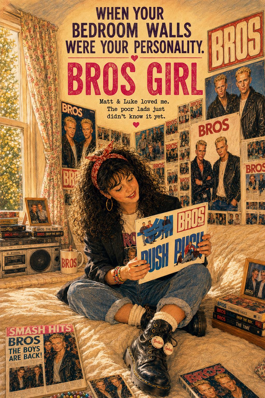 Bedroom Walls | Personalised Music Fan Card, 80s & 90s Teen Bedroom Memories, The Cure Wham Madonna Bros Take That Duran Duran