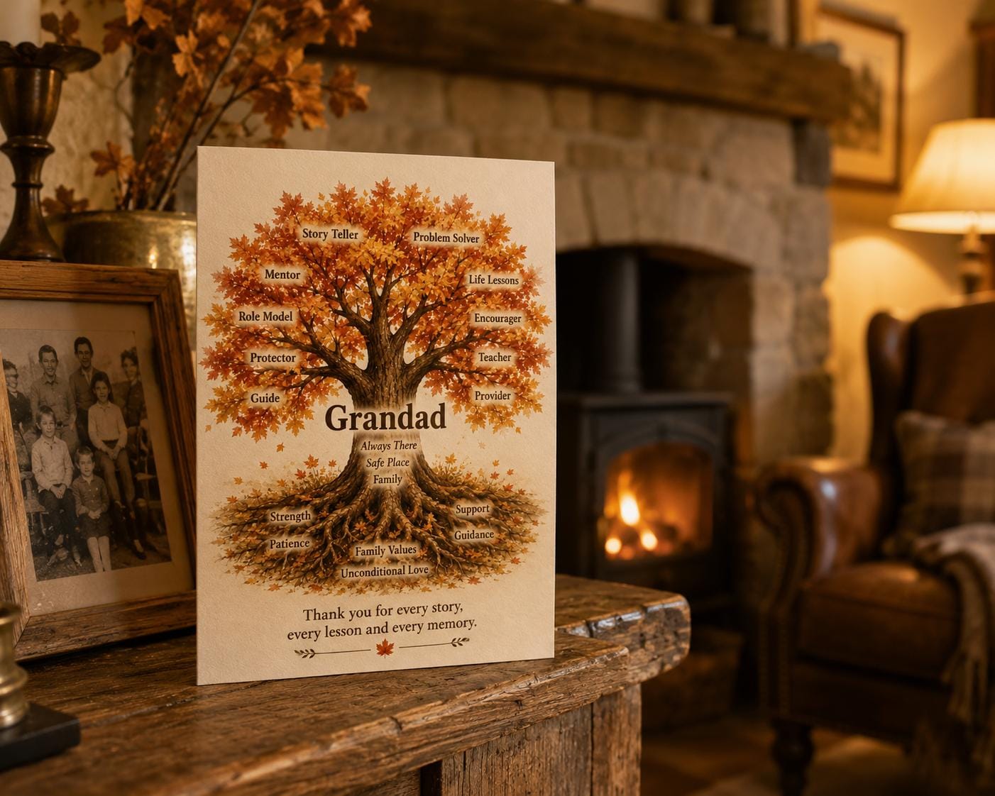 Grandad Tree of Life Card, Meaningful Grandfather Card, Grandpa Birthday Card, Thank You Grandad Card, Family Tree Greeting Card