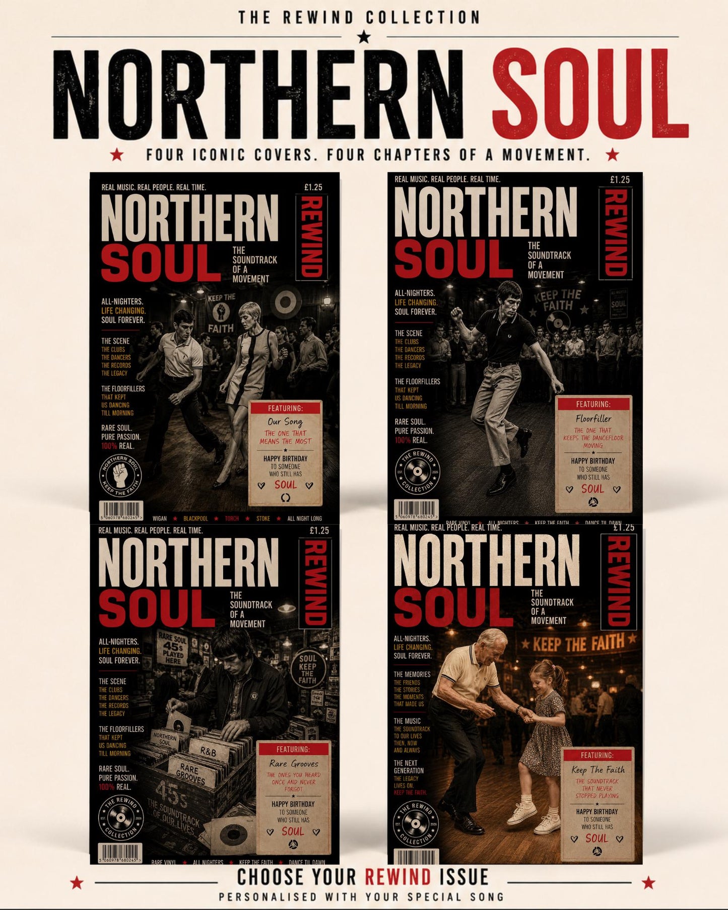 Personalised Northern Soul Card, Choose Your Rewind Cover, Our Song Birthday Card, Anniversary Gift, Keep The Faith, Music Lover Gift