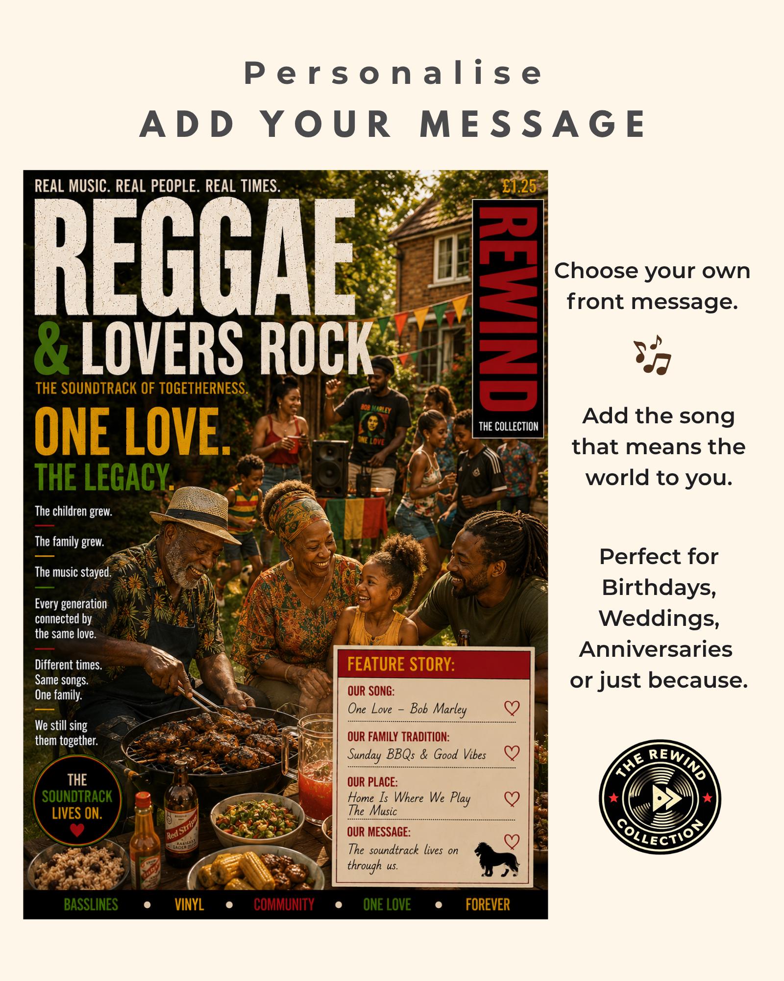 Personalised Reggae Blues Party Card, Lovers Rock Birthday Card, Anniversary Gift, Reggae Couple Gift, Caribbean Music Card