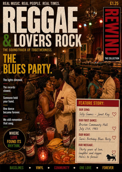 Personalised Reggae Blues Party Card, Lovers Rock Birthday Card, Anniversary Gift, Reggae Couple Gift, Caribbean Music Card