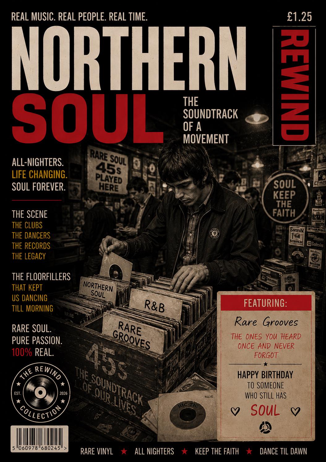 Personalised Northern Soul Record Collector Card, Rare Soul Gift, Vinyl Collector Birthday Card, 45 Record Lover Gift, Northern Soul Fan