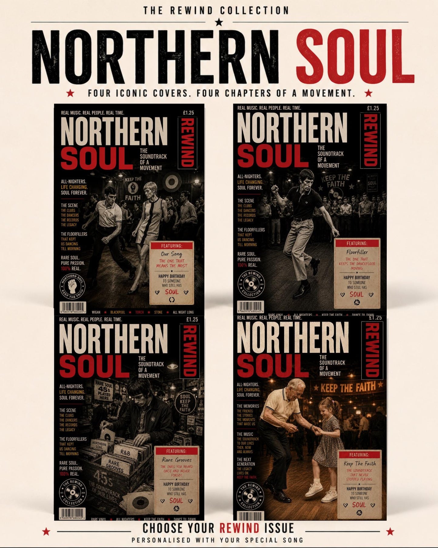 Personalised Northern Soul Birthday Card, Grandad Gift, Keep The Faith Gift, Northern Soul Family Card, Music Legacy Gift