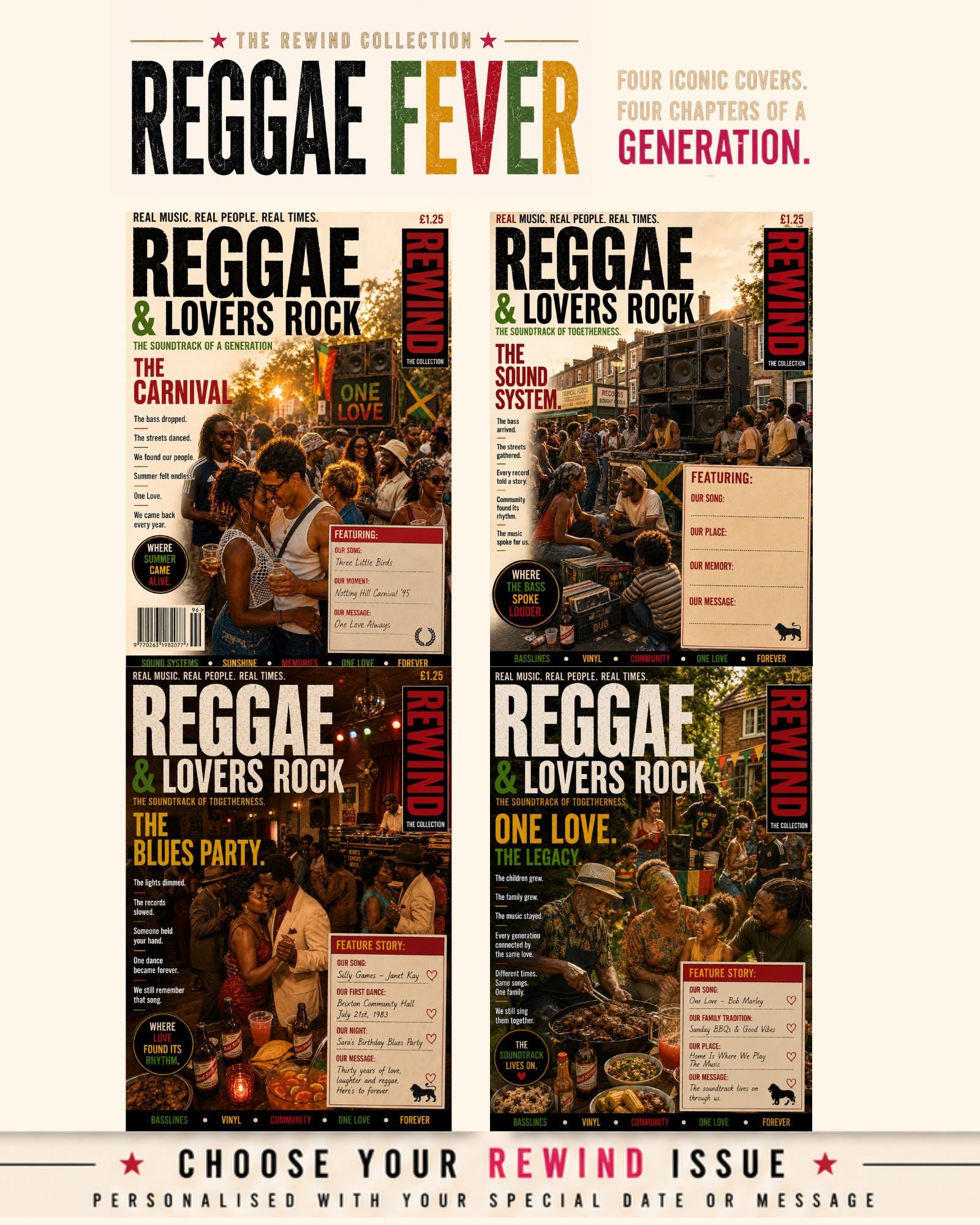 Personalised Reggae Family Birthday Card, One Love Gift, Reggae Lovers Rock Card, Caribbean Family Gift, Legacy Keepsake