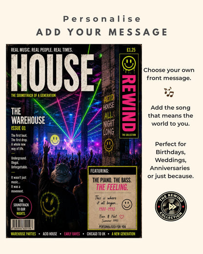 Personalised Festival Birthday Card, House Music Gift, Old Skool Rave Keepsake, Dance Music Lover Card