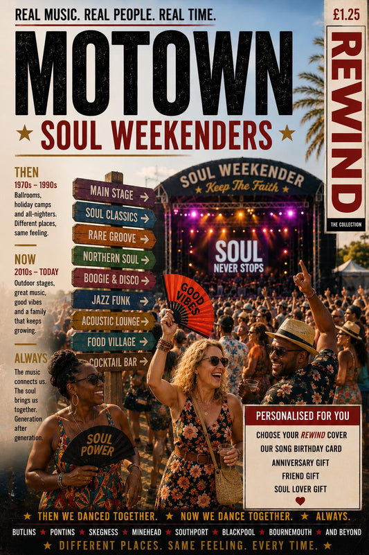 Personalised Soul Weekender Birthday Card, Northern Soul Gift, Motown Music Card, Soul Festival Keepsake, Music Lover Gift