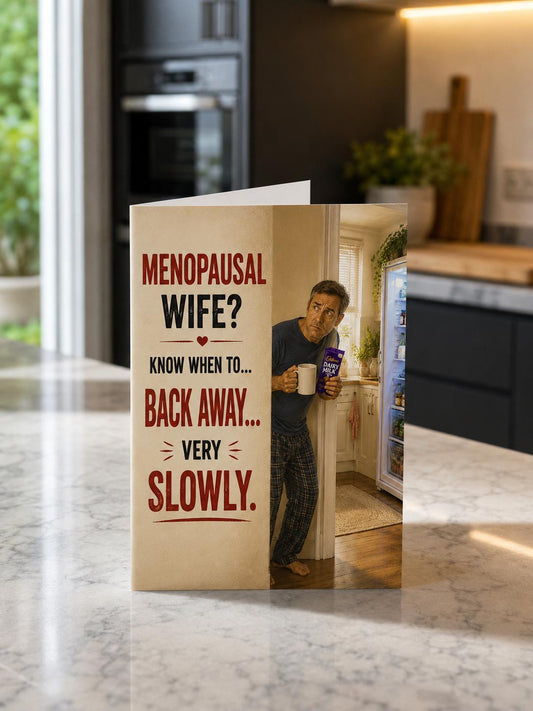 Funny Menopause Birthday Card, Having a Menopausal Wife, Funny Husband Card, Gen X Humour Card, Birthday Card for Wife, Midlife