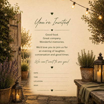 Personalised Invitations, Garden Party, Birthday, BBQ, Retirement & Celebration Invites, Choose Your Favourite Scene, Pack of 10