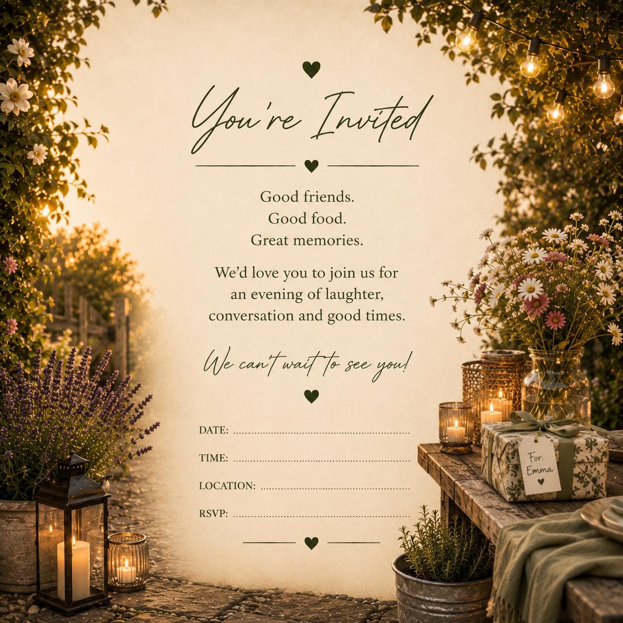 Personalised Invitations, Garden Party, Birthday, BBQ, Retirement & Celebration Invites, Choose Your Favourite Scene, Pack of 10