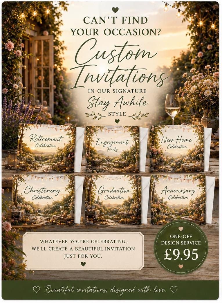 Personalised Invitations, Garden Party, Birthday, BBQ, Retirement & Celebration Invites, Choose Your Favourite Scene, Pack of 10
