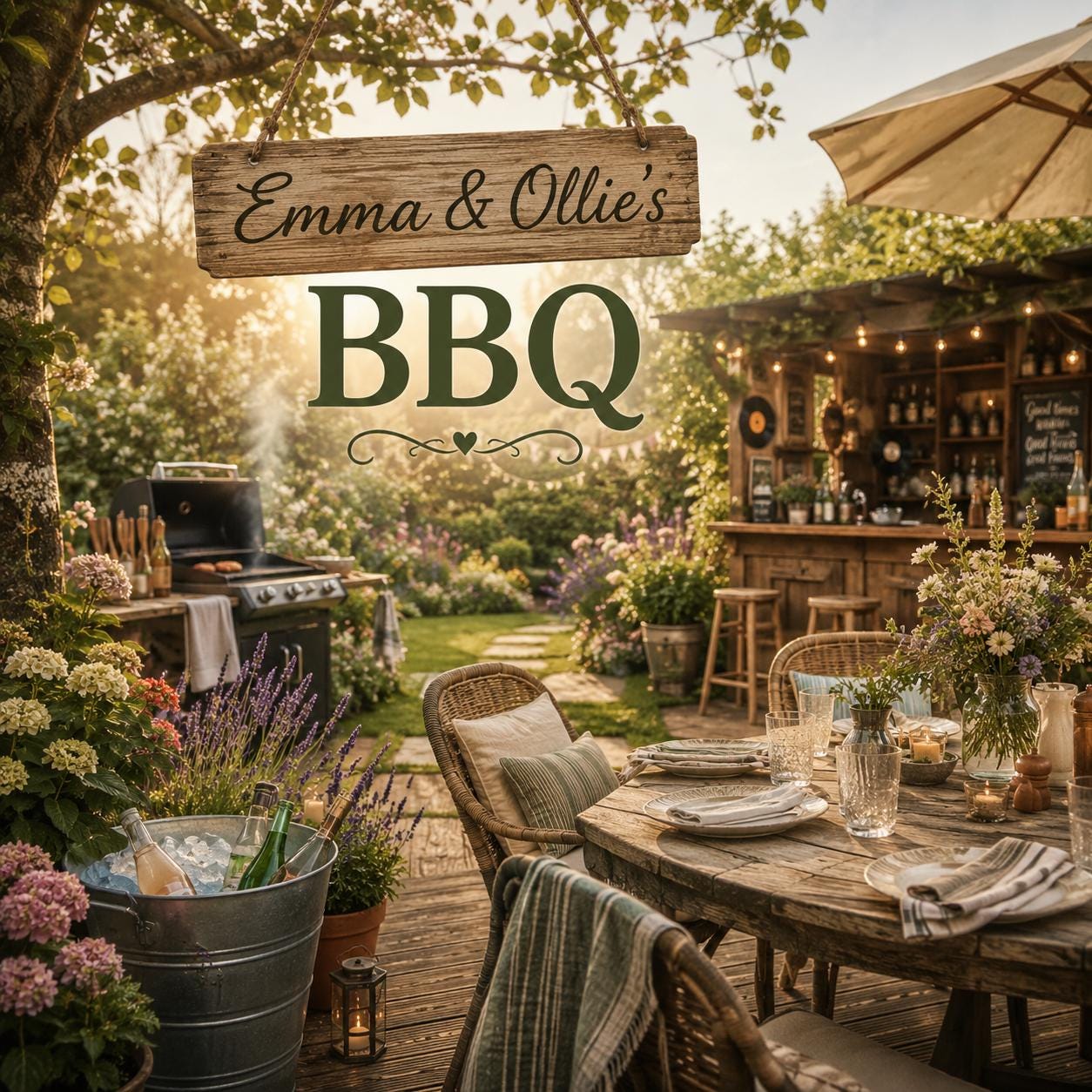 Personalised Invitations, Garden Party, Birthday, BBQ, Retirement & Celebration Invites, Choose Your Favourite Scene, Pack of 10