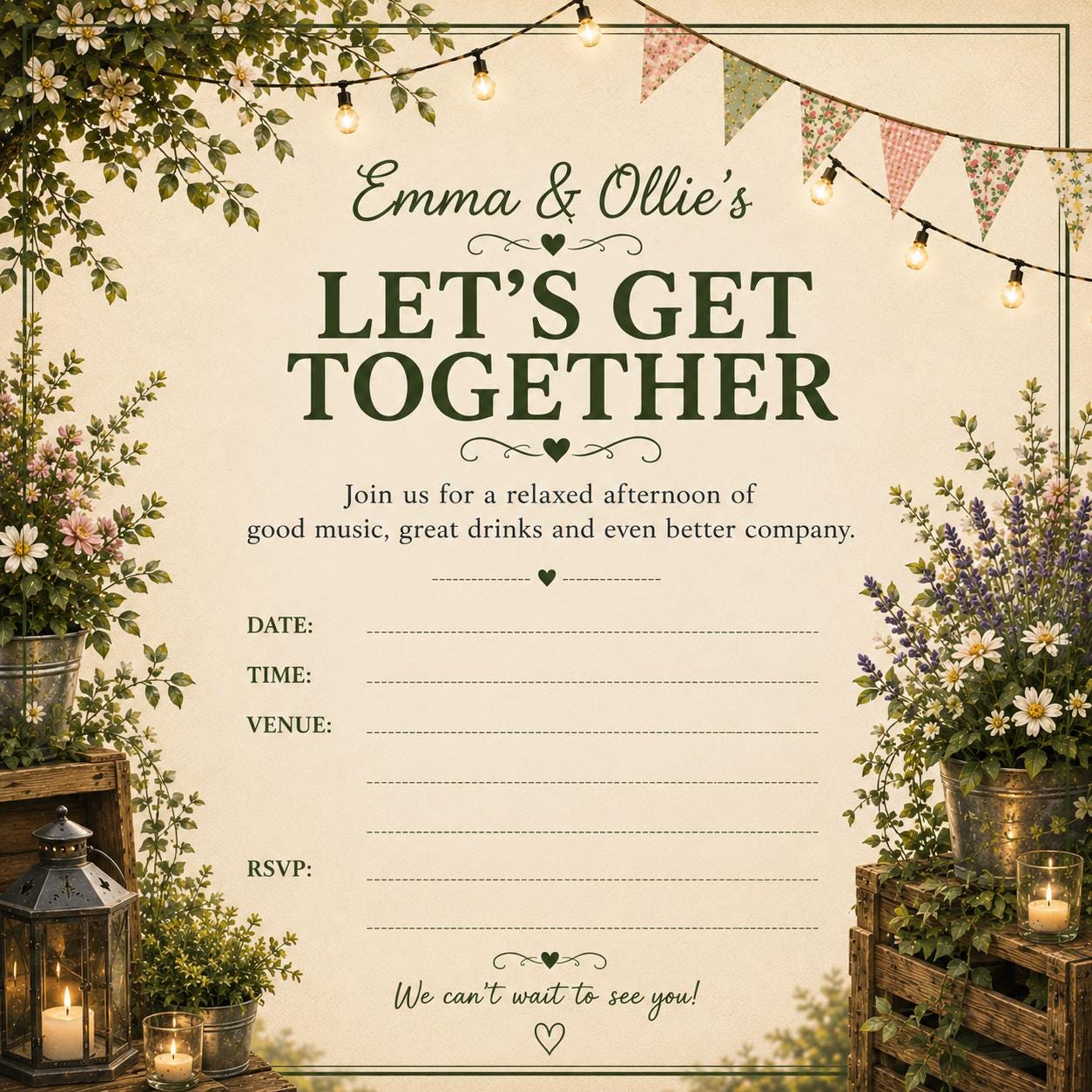 Personalised Invitations, Garden Party, Birthday, BBQ, Retirement & Celebration Invites, Choose Your Favourite Scene, Pack of 10