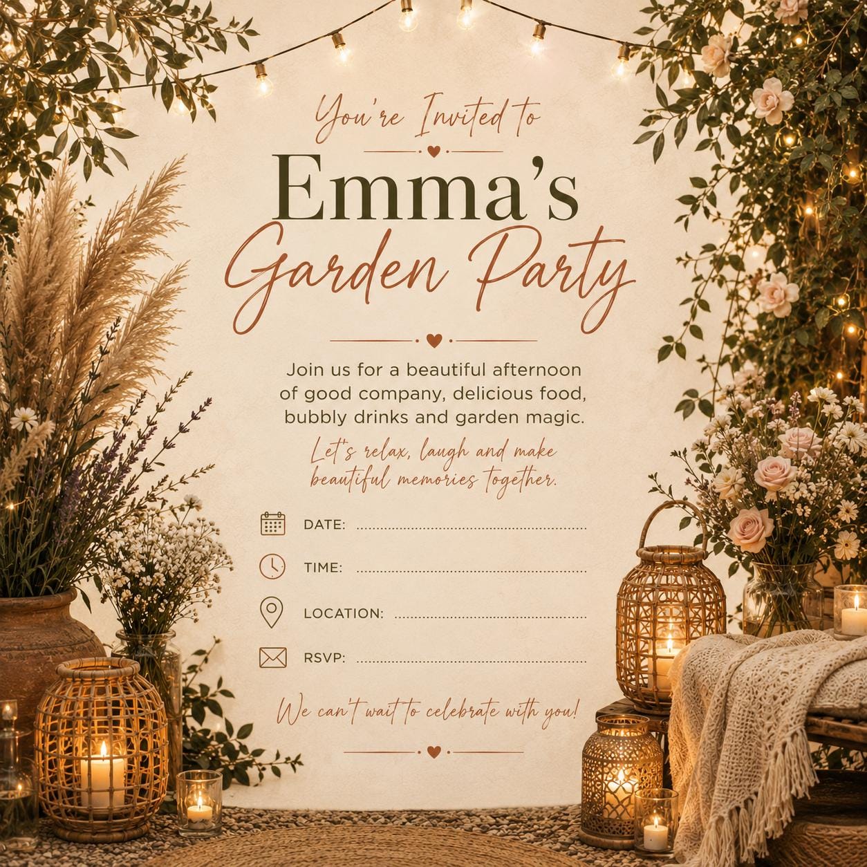 Personalised Invitations, Garden Party, Birthday, BBQ, Retirement & Celebration Invites, Choose Your Favourite Scene, Pack of 10