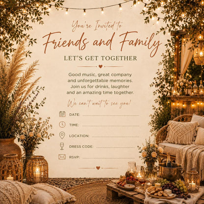 Personalised Invitations, Garden Party, Birthday, BBQ, Retirement & Celebration Invites, Choose Your Favourite Scene, Pack of 10