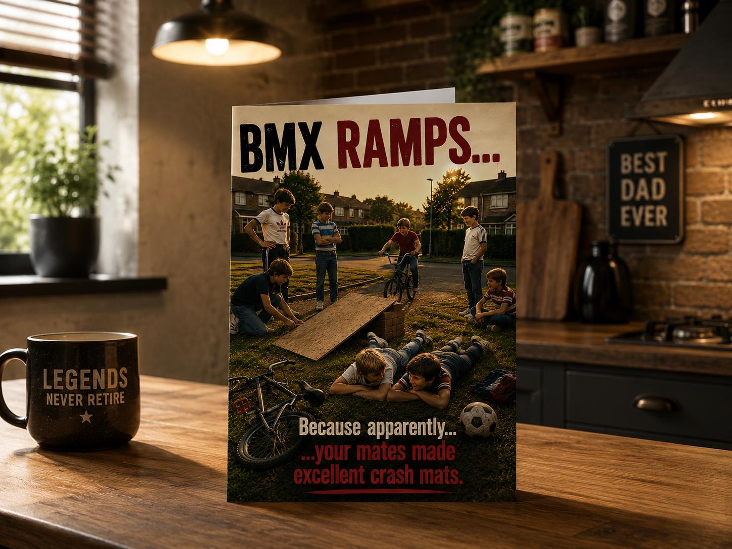 BMX Ramps Birthday Card, Funny Gen X Nostalgia Card, 80s Childhood Gift, Blank Inside, Personalised