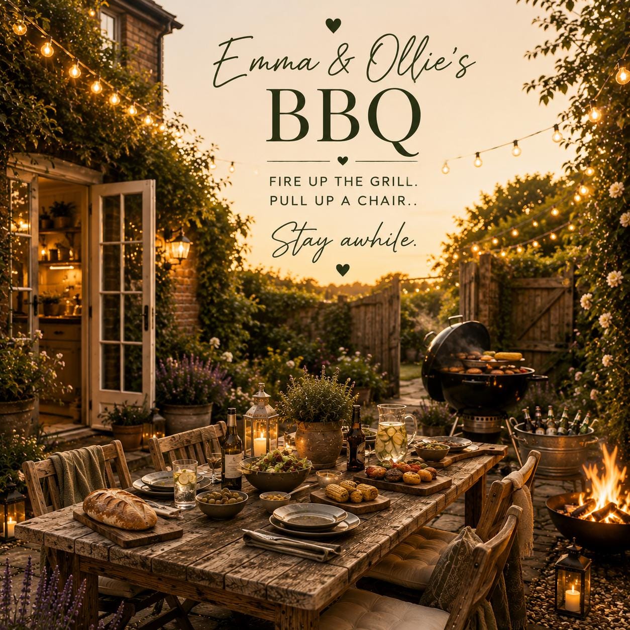 Personalised Invitations, Garden Party, Birthday, BBQ, Retirement & Celebration Invites, Choose Your Favourite Scene, Pack of 10