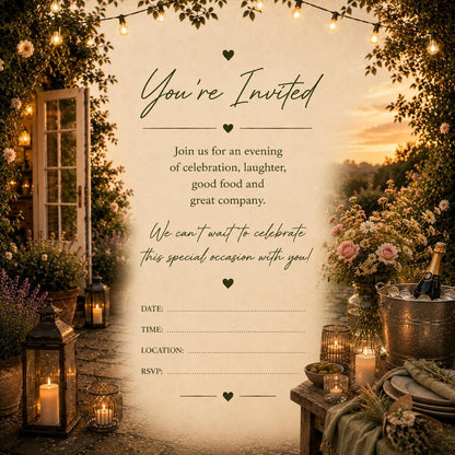 Personalised Invitations, Garden Party, Birthday, BBQ, Retirement & Celebration Invites, Choose Your Favourite Scene, Pack of 10