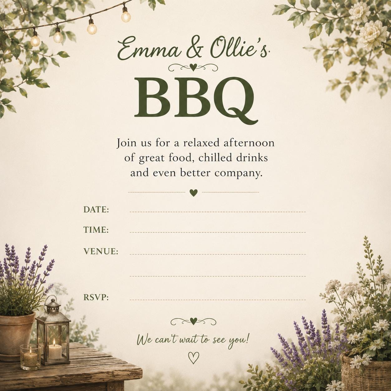 Personalised Invitations, Garden Party, Birthday, BBQ, Retirement & Celebration Invites, Choose Your Favourite Scene, Pack of 10