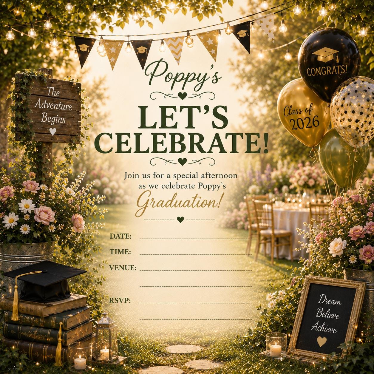 Personalised Invitations, Garden Party, Birthday, BBQ, Retirement & Celebration Invites, Choose Your Favourite Scene, Pack of 10