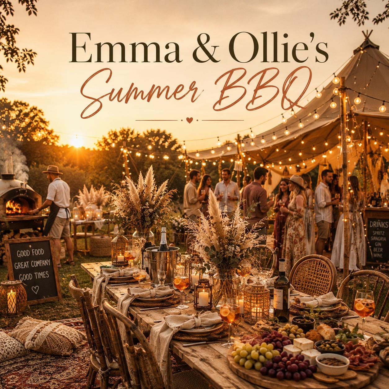Personalised Invitations, Garden Party, Birthday, BBQ, Retirement & Celebration Invites, Choose Your Favourite Scene, Pack of 10